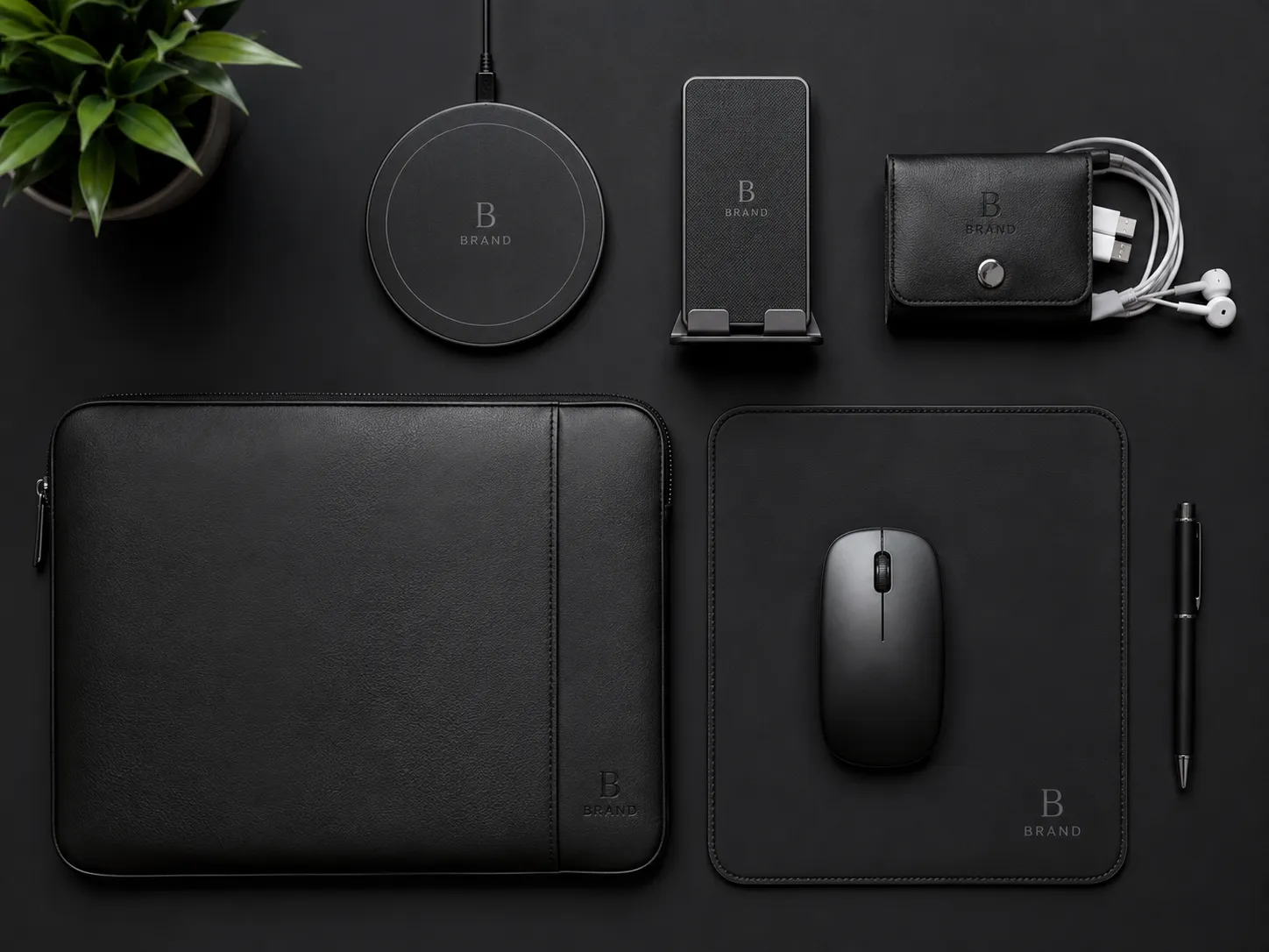 Set da scrivania coordinato: sleeve, mousepad e caricatore wireless