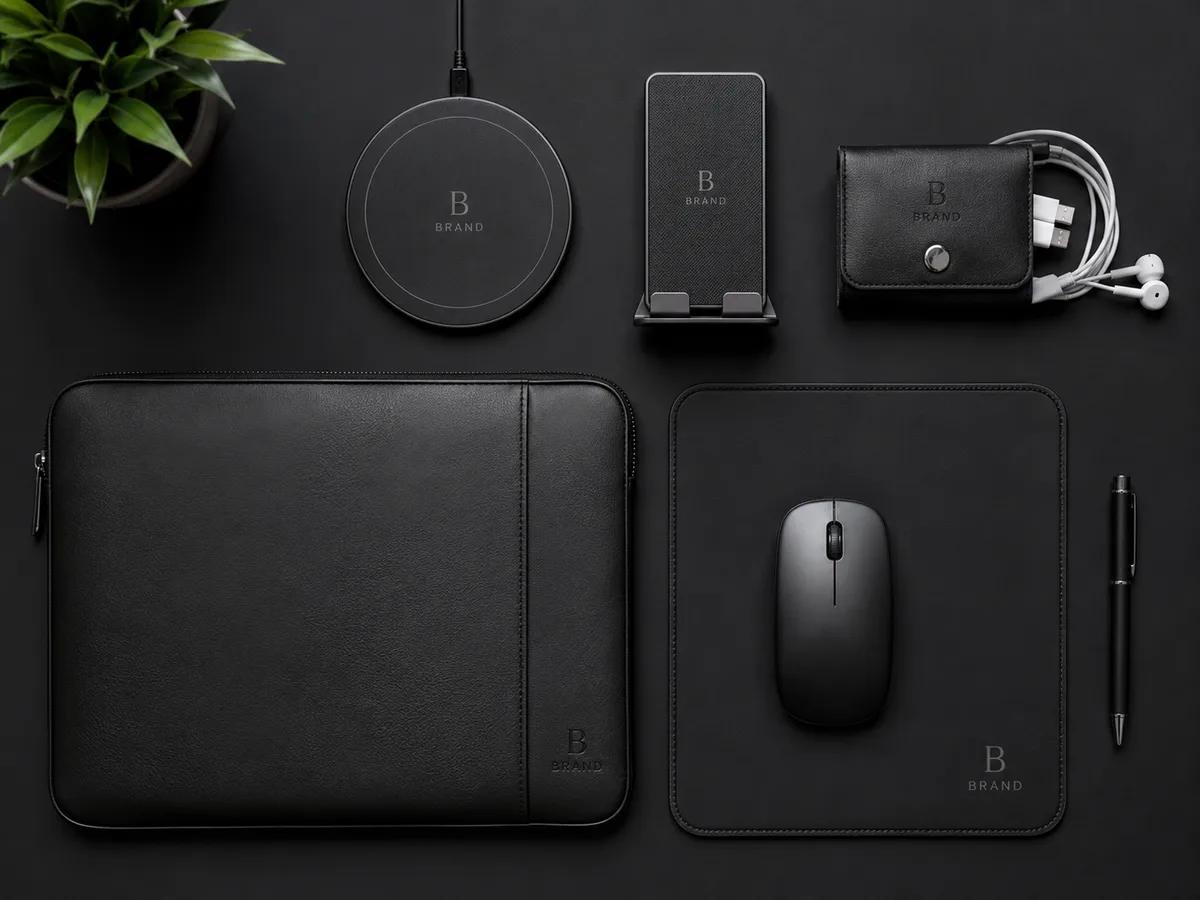 Set da scrivania coordinato: sleeve, mousepad e caricatore wireless